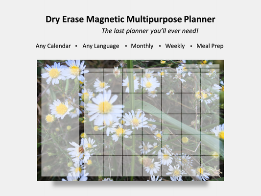 Dry Erase Magnetic Multipurpose Planner- Frost Aster Flowers