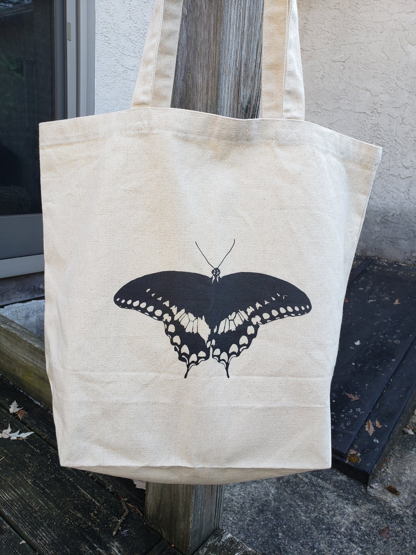 Tote Bag- Blue Spotted Purple Butterfly Silhouette