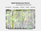 Digital Multipurpose Planner- A wall of green and yellow ferns